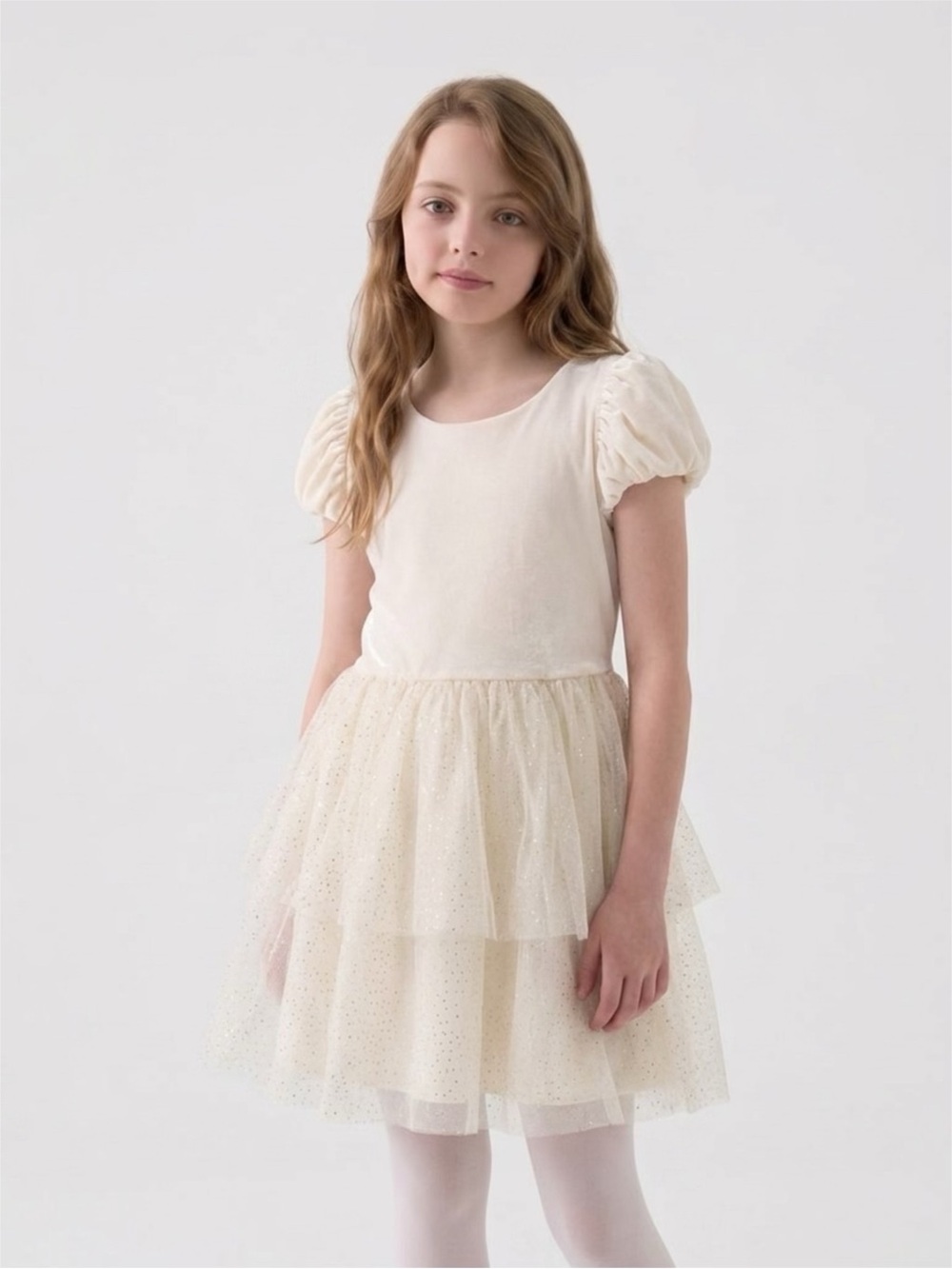 The Children's Place Cream Layered Tulle Party Dress